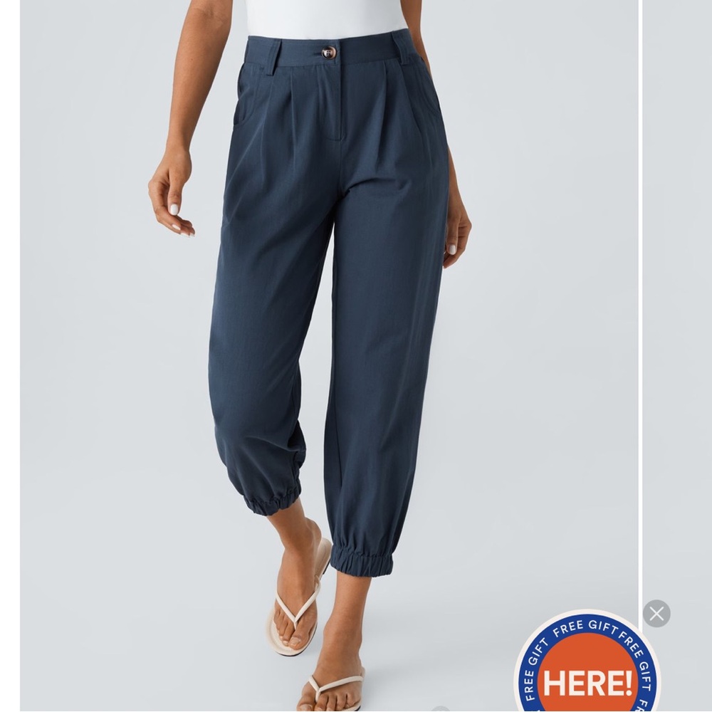 Women's Navy Elastic Cuff Pants